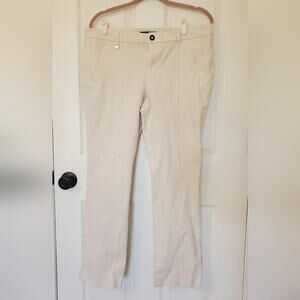 Lauren Ralph Lauren Off-White Cotton Pants Size 14 Front Seam Straight Leg